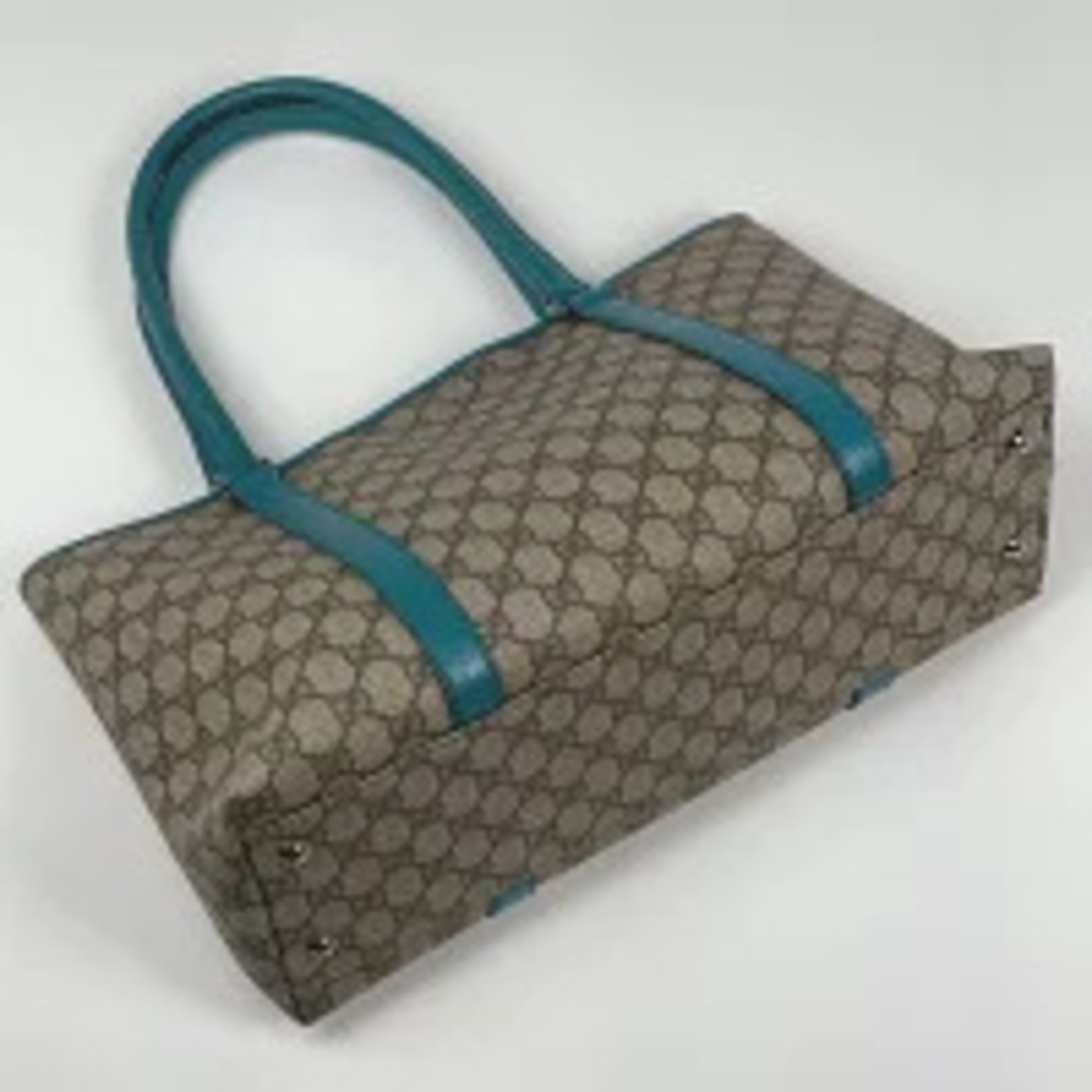 Gucci GG turquoise handbag canvas shoulder tote beige bag